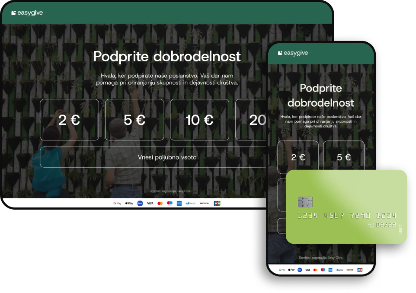EasyGive donation interface on tablet
